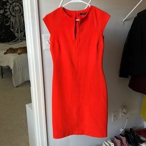 Bright Orange Fitted Dress - Zara